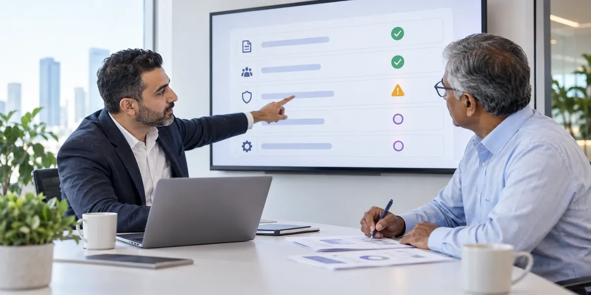Sales stakeholders reviewing buyer requirements during an evaluation call