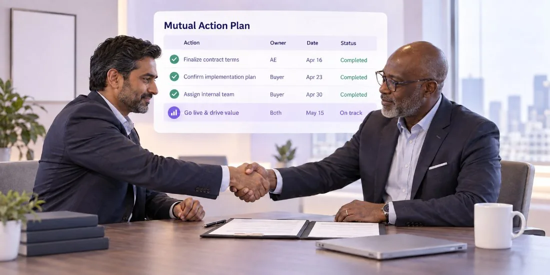 Closing plan listing actions, owners, dates and status