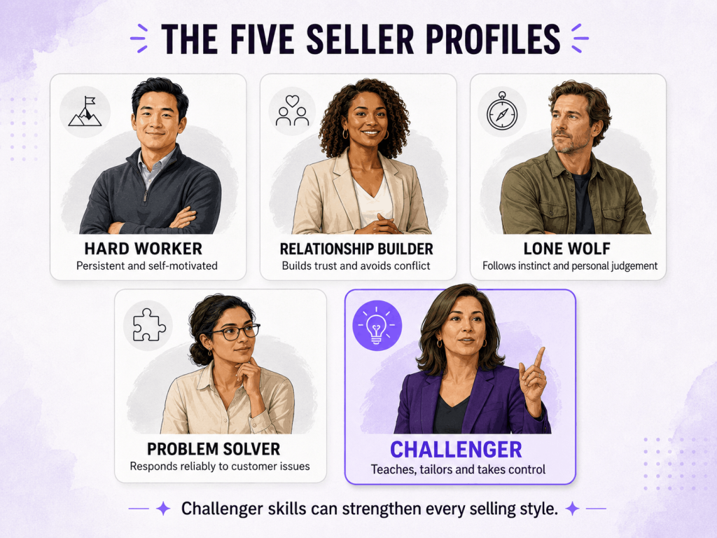 five seller profiles in the Challenger sales model