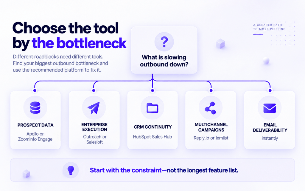 Decision guide for choosing outbound sales software by workflow bottleneck